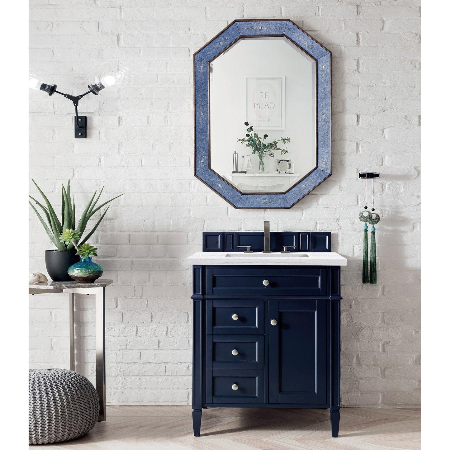 James Martin Vanities Brittany 30" Victory Blue Single Vanity With 3cm Arctic Fall Solid Surface Top