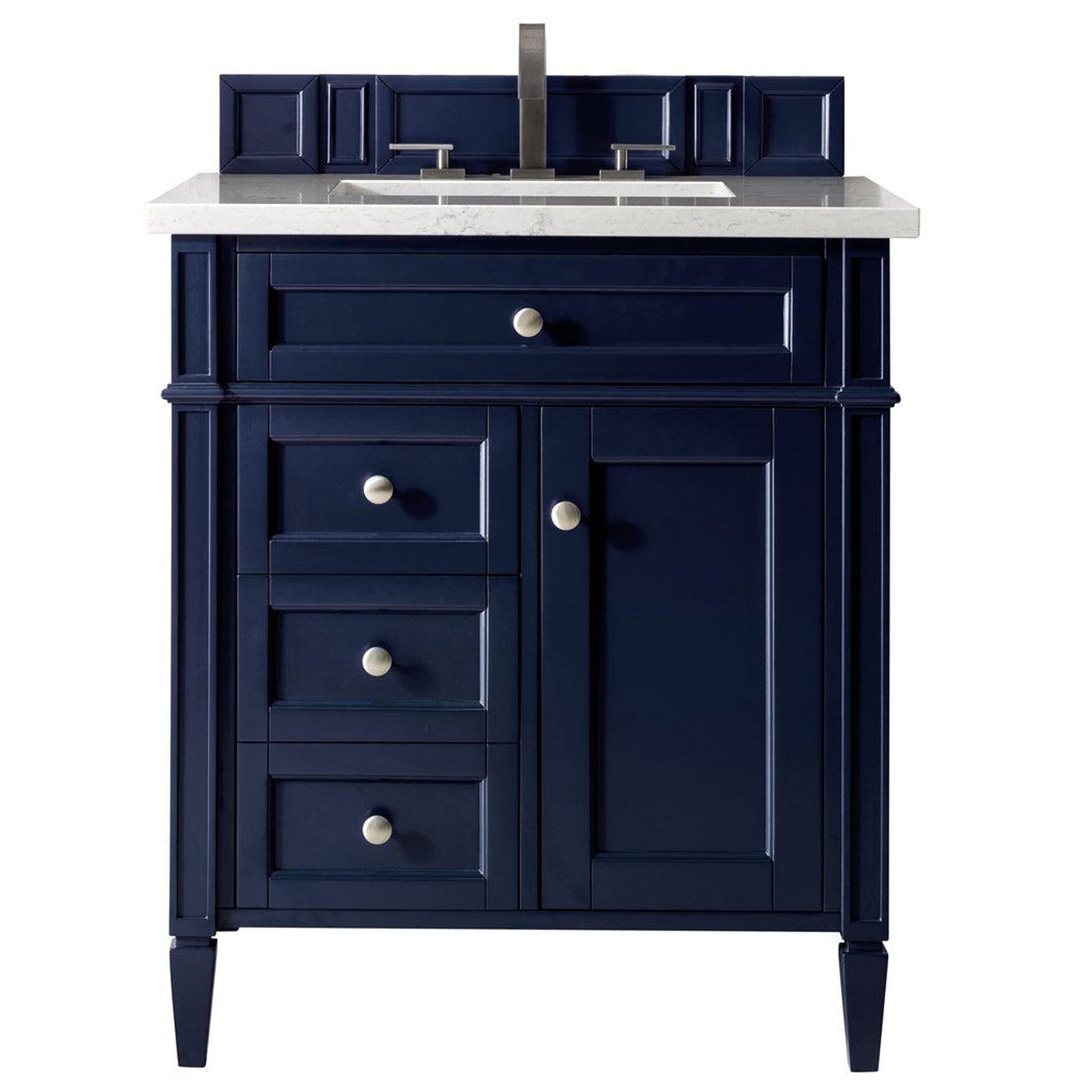 James Martin Vanities Brittany 30" Victory Blue Single Vanity With 3cm Arctic Fall Solid Surface Top