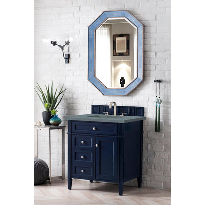 James Martin Vanities Brittany 30" Victory Blue Single Vanity With 3cm Cala Blue Quartz Top