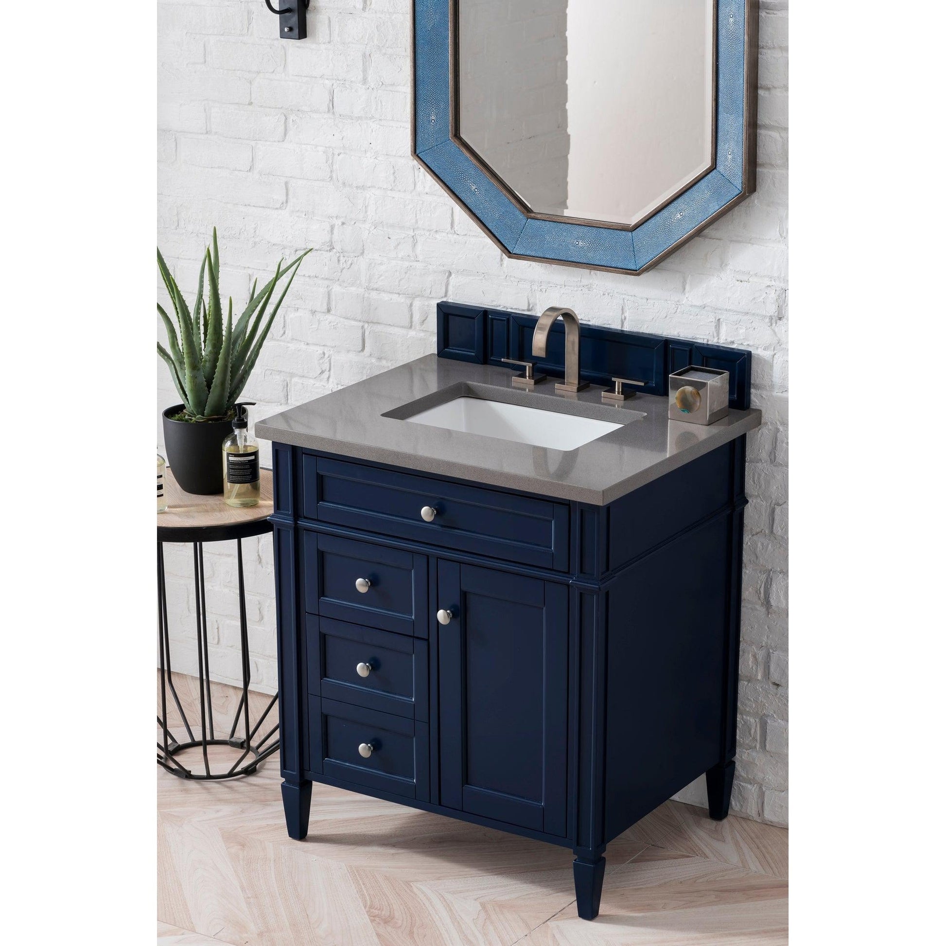 James Martin Vanities Brittany 30" Victory Blue Single Vanity With 3cm Grey Expo Quartz Top