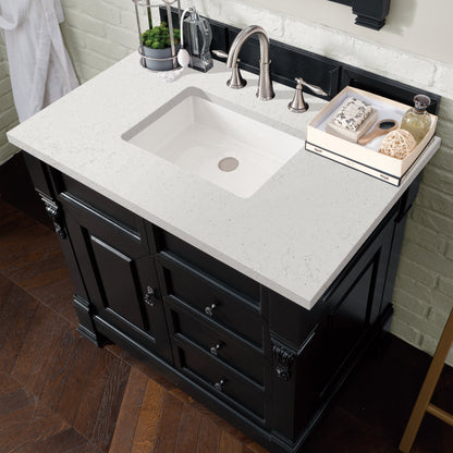 James Martin Vanities Brittany 36" Antique Black Single Vanity With 3 cm Lime Delight Quartz Top