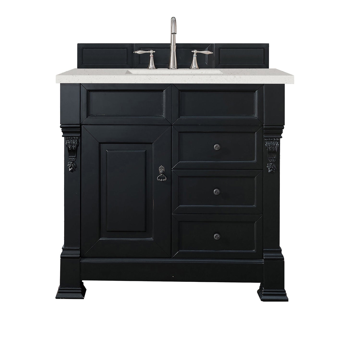 James Martin Vanities Brittany 36" Antique Black Single Vanity With 3 cm Lime Delight Quartz Top