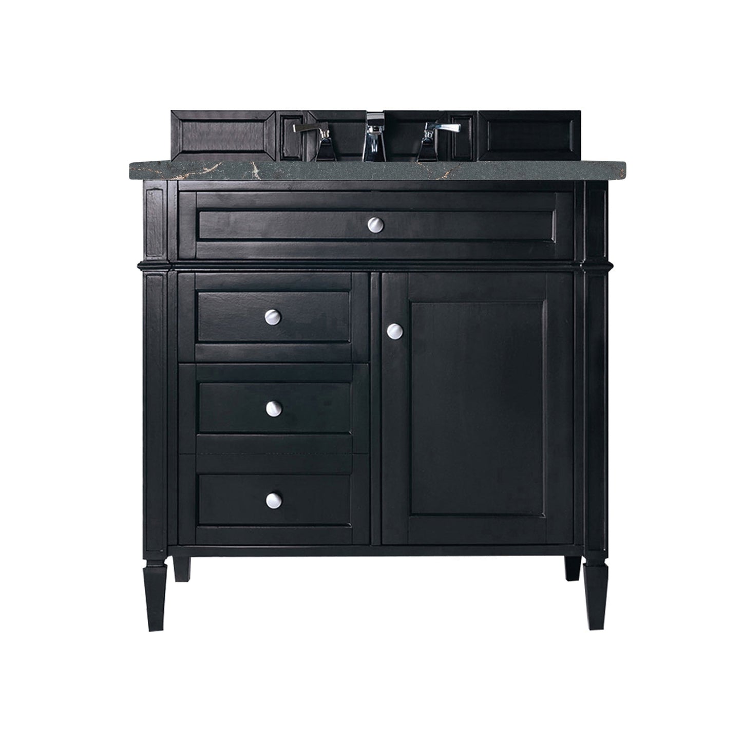 James Martin Vanities Brittany 36" Black Onyx Single Vanity With 3 cm Parisien Bleu Quartz Top