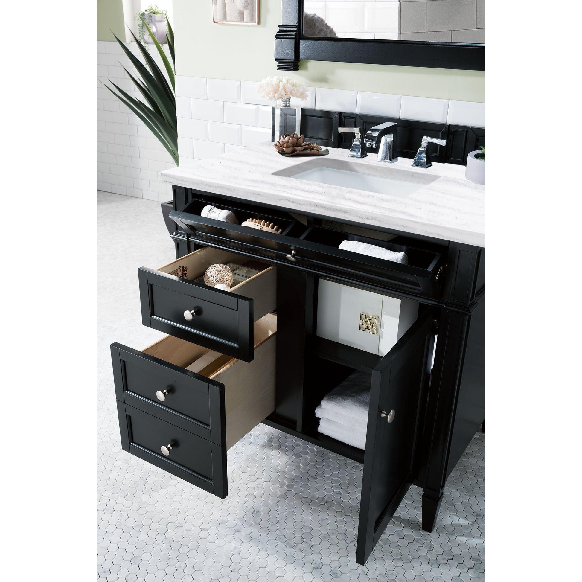 James Martin Vanities Brittany 36" Black Onyx Single Vanity With 3cm Arctic Fall Solid Surface Top