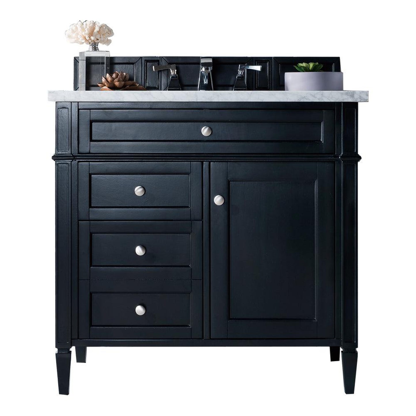 James Martin Vanities Brittany 36" Black Onyx Single Vanity With 3cm Arctic Fall Solid Surface Top