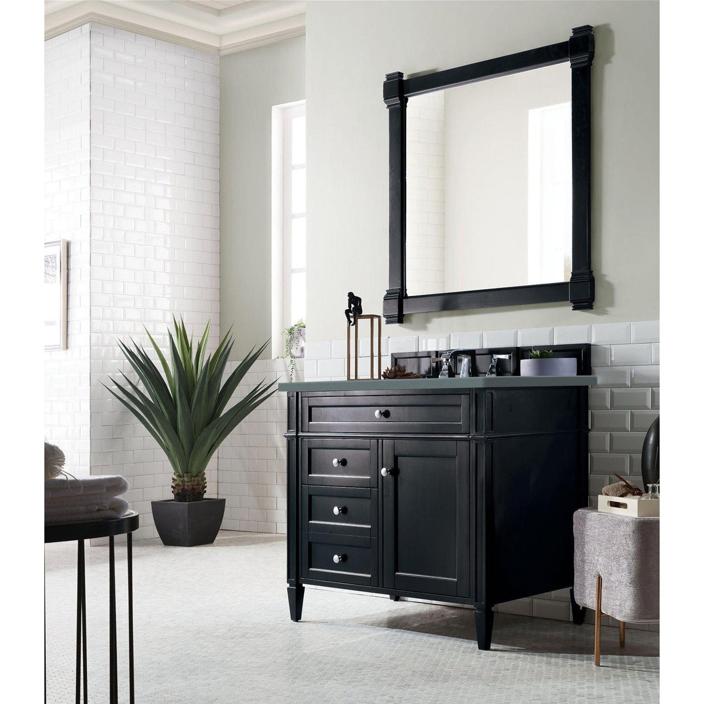 James Martin Vanities Brittany 36" Black Onyx Single Vanity With 3cm Cala Blue Quartz Top