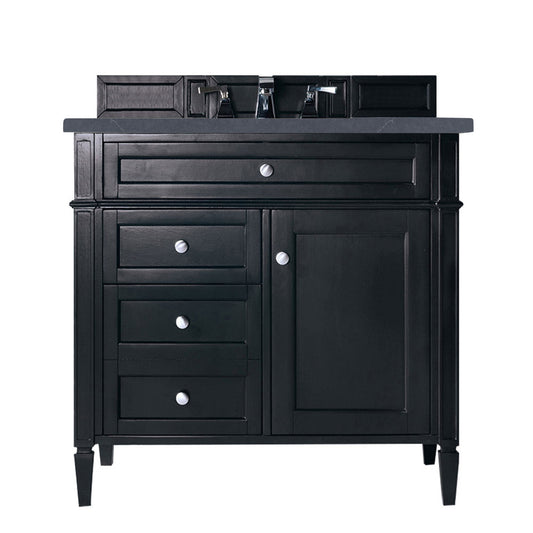 James Martin Vanities Brittany 36" Black Onyx Single Vanity With 3cm Charcoal Soapstone Quartz Top