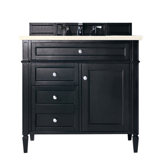 James Martin Vanities Brittany 36" Black Onyx Single Vanity With 3cm Eternal Marfil Quartz Top