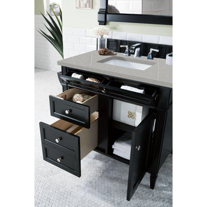 James Martin Vanities Brittany 36" Black Onyx Single Vanity With 3cm Eternal Serena Quartz Top