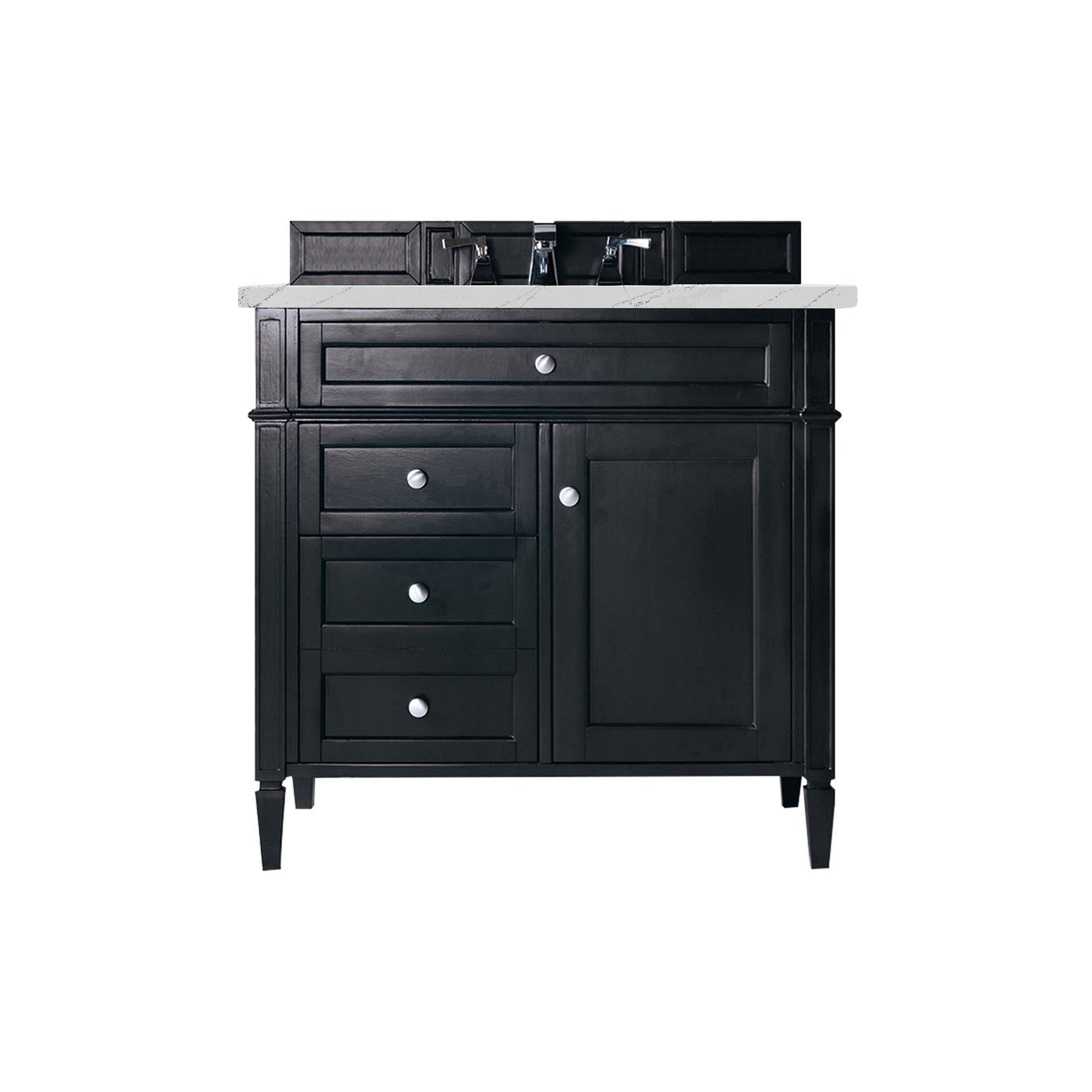 James Martin Vanities Brittany 36" Black Onyx Single Vanity With 3cm Ethereal Noctis Quartz Top