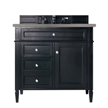 James Martin Vanities Brittany 36" Black Onyx Single Vanity With 3cm Grey Expo Quartz Top