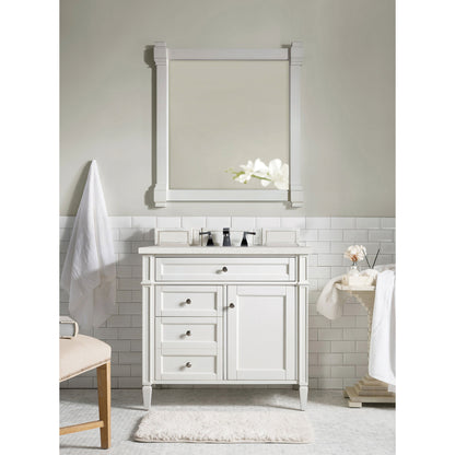 James Martin Vanities Brittany 36" Bright White Single Vanity With 3 cm Lime Delight Quartz Top