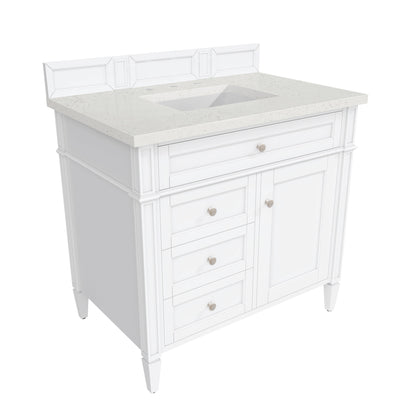 James Martin Vanities Brittany 36" Bright White Single Vanity With 3 cm Lime Delight Quartz Top