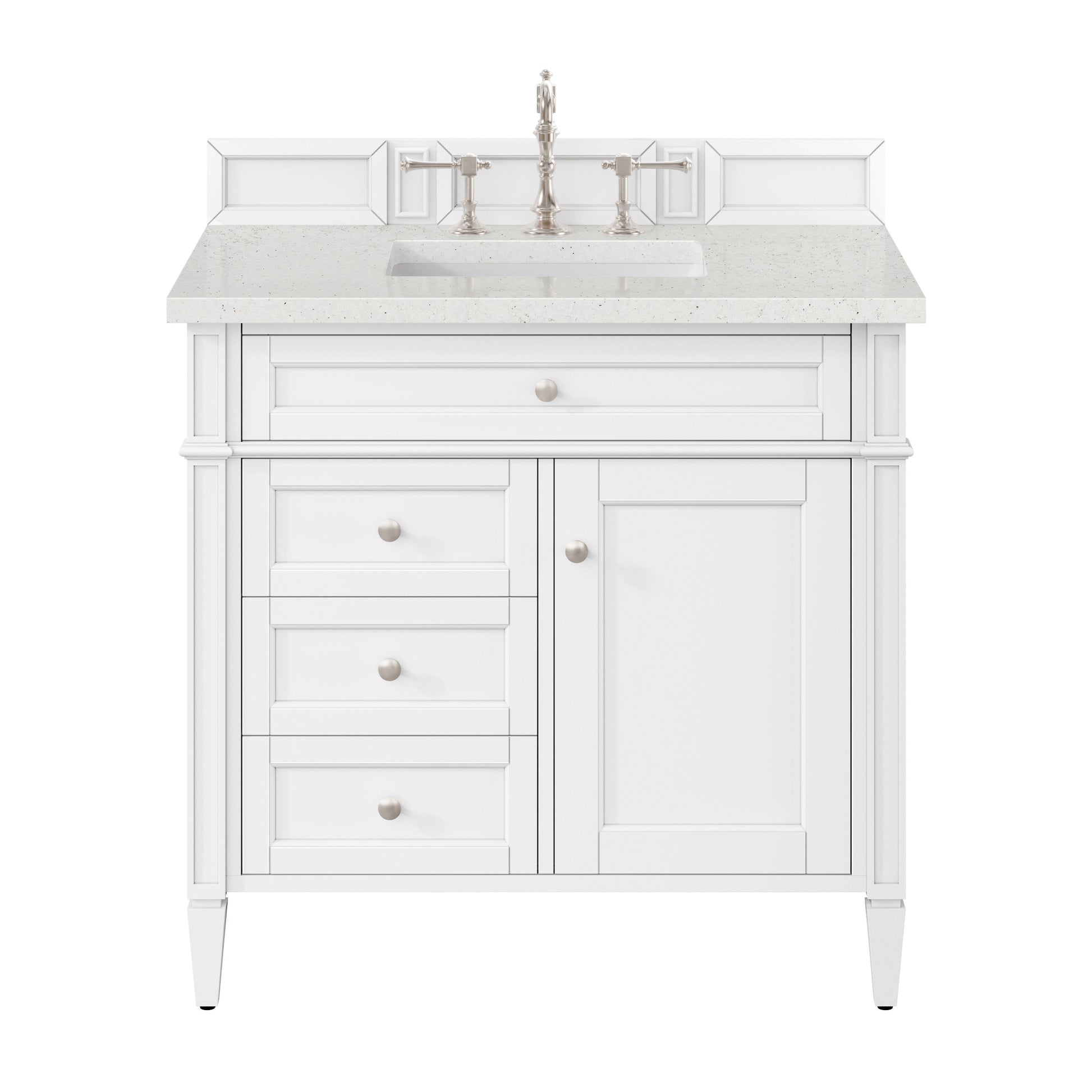 James Martin Vanities Brittany 36" Bright White Single Vanity With 3 cm Lime Delight Quartz Top