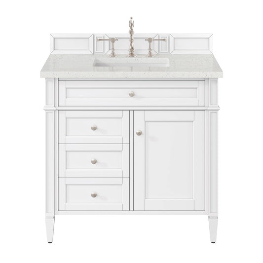 James Martin Vanities Brittany 36" Bright White Single Vanity With 3 cm Lime Delight Quartz Top