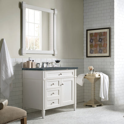 James Martin Vanities Brittany 36" Bright White Single Vanity With 3 cm Parisien Bleu Quartz Top