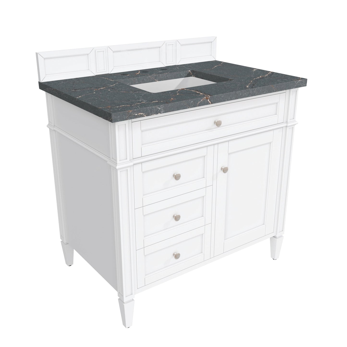 James Martin Vanities Brittany 36" Bright White Single Vanity With 3 cm Parisien Bleu Quartz Top