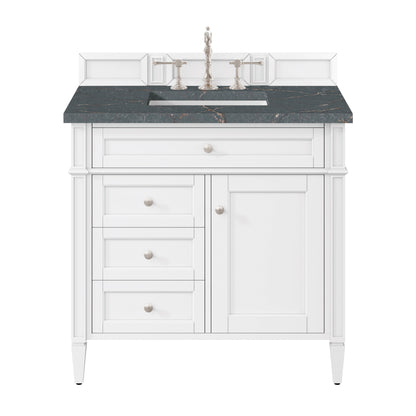 James Martin Vanities Brittany 36" Bright White Single Vanity With 3 cm Parisien Bleu Quartz Top