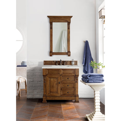 James Martin Vanities Brittany 36" Country Oak Single Vanity With 3 cm Lime Delight Quartz Top