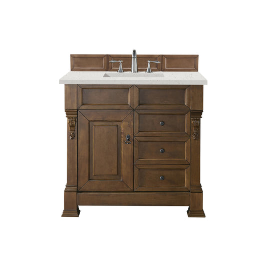 James Martin Vanities Brittany 36" Country Oak Single Vanity With 3 cm Lime Delight Quartz Top