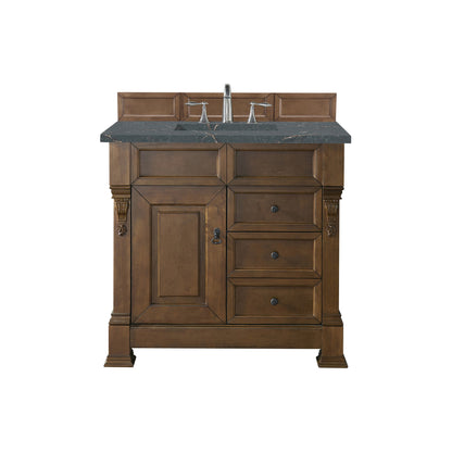 James Martin Vanities Brittany 36" Country Oak Single Vanity With 3 cm Parisien Bleu Quartz Top