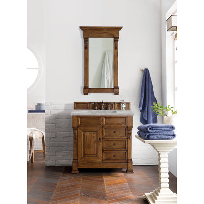 James Martin Vanities Brittany 36" Country Oak Single Vanity With 3 cm Victorian Silver Quartz Top