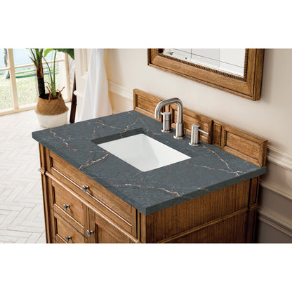 James Martin Vanities Brittany 36" Saddle Brown Single Vanity With 3 cm Parisien Bleu Quartz Top