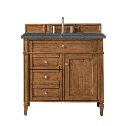 James Martin Vanities Brittany 36" Saddle Brown Single Vanity With 3 cm Parisien Bleu Quartz Top