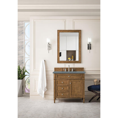 James Martin Vanities Brittany 36" Saddle Brown Single Vanity With 3cm Cala Blue Quartz Top