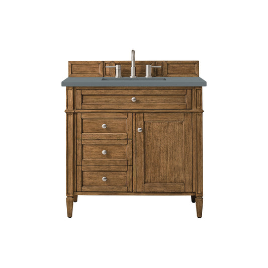 James Martin Vanities Brittany 36" Saddle Brown Single Vanity With 3cm Cala Blue Quartz Top