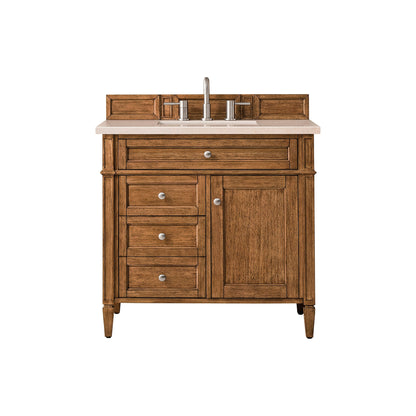 James Martin Vanities Brittany 36" Saddle Brown Single Vanity With 3cm Eternal Marfil Quartz Top