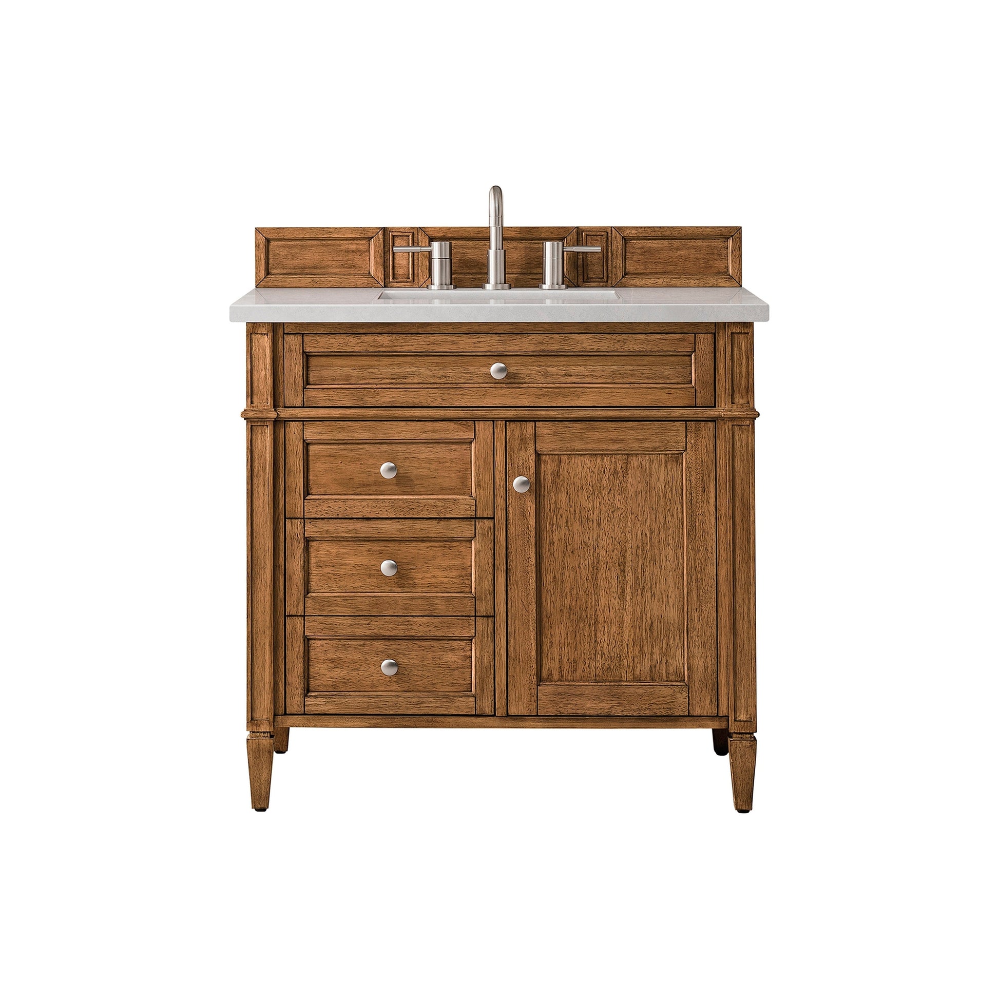 James Martin Vanities Brittany 36" Saddle Brown Single Vanity With 3cm Eternal Serena Quartz Top