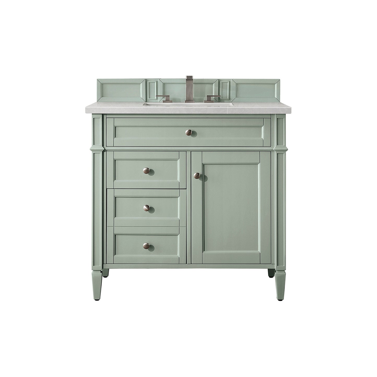 James Martin Vanities Brittany 36" Sage Green Single Vanity With 3cm Eternal Serena Quartz Top