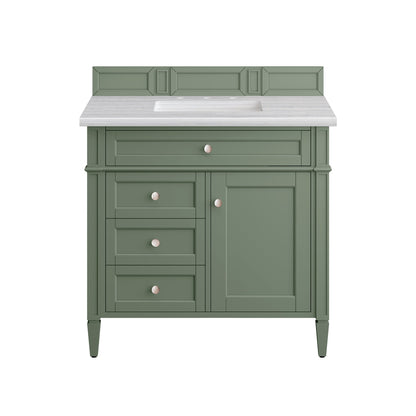 James Martin Vanities Brittany 36" Smokey Celadon Single Vanity With 3cm Arctic Fall Top