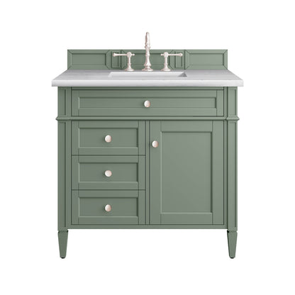 James Martin Vanities Brittany 36" Smokey Celadon Single Vanity With 3cm Arctic Fall Top