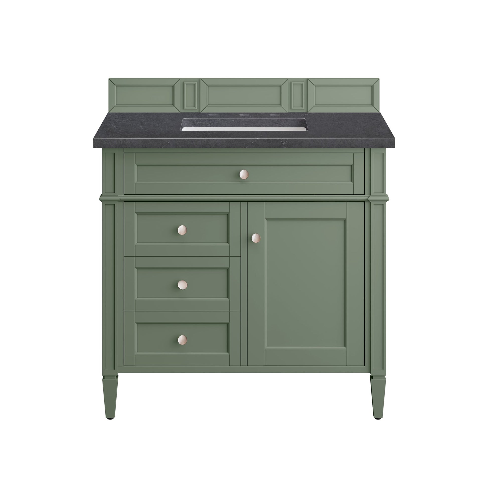 James Martin Vanities Brittany 36" Smokey Celadon Single Vanity With 3cm Charcoal Soapstone Top