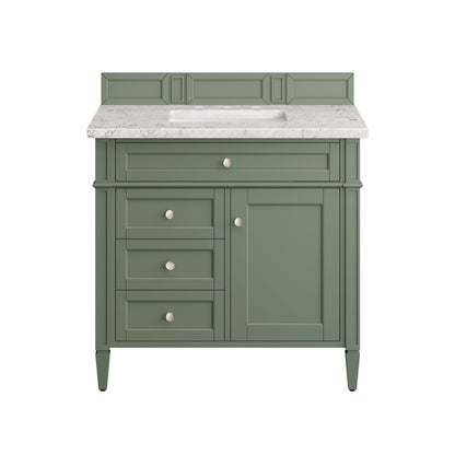 James Martin Vanities Brittany 36" Smokey Celadon Single Vanity With 3cm Eternal Jasmine Pearl Top