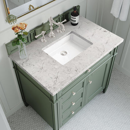 James Martin Vanities Brittany 36" Smokey Celadon Single Vanity With 3cm Eternal Jasmine Pearl Top