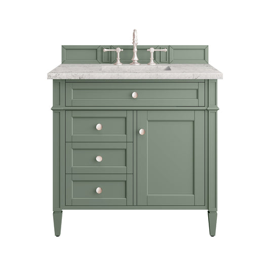 James Martin Vanities Brittany 36" Smokey Celadon Single Vanity With 3cm Eternal Jasmine Pearl Top