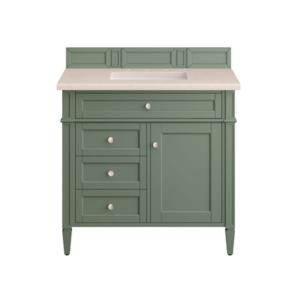 James Martin Vanities Brittany 36" Smokey Celadon Single Vanity With 3cm Eternal Marfil Top