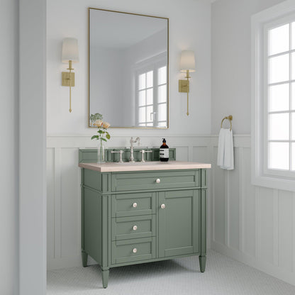 James Martin Vanities Brittany 36" Smokey Celadon Single Vanity With 3cm Eternal Marfil Top