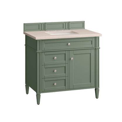 James Martin Vanities Brittany 36" Smokey Celadon Single Vanity With 3cm Eternal Marfil Top