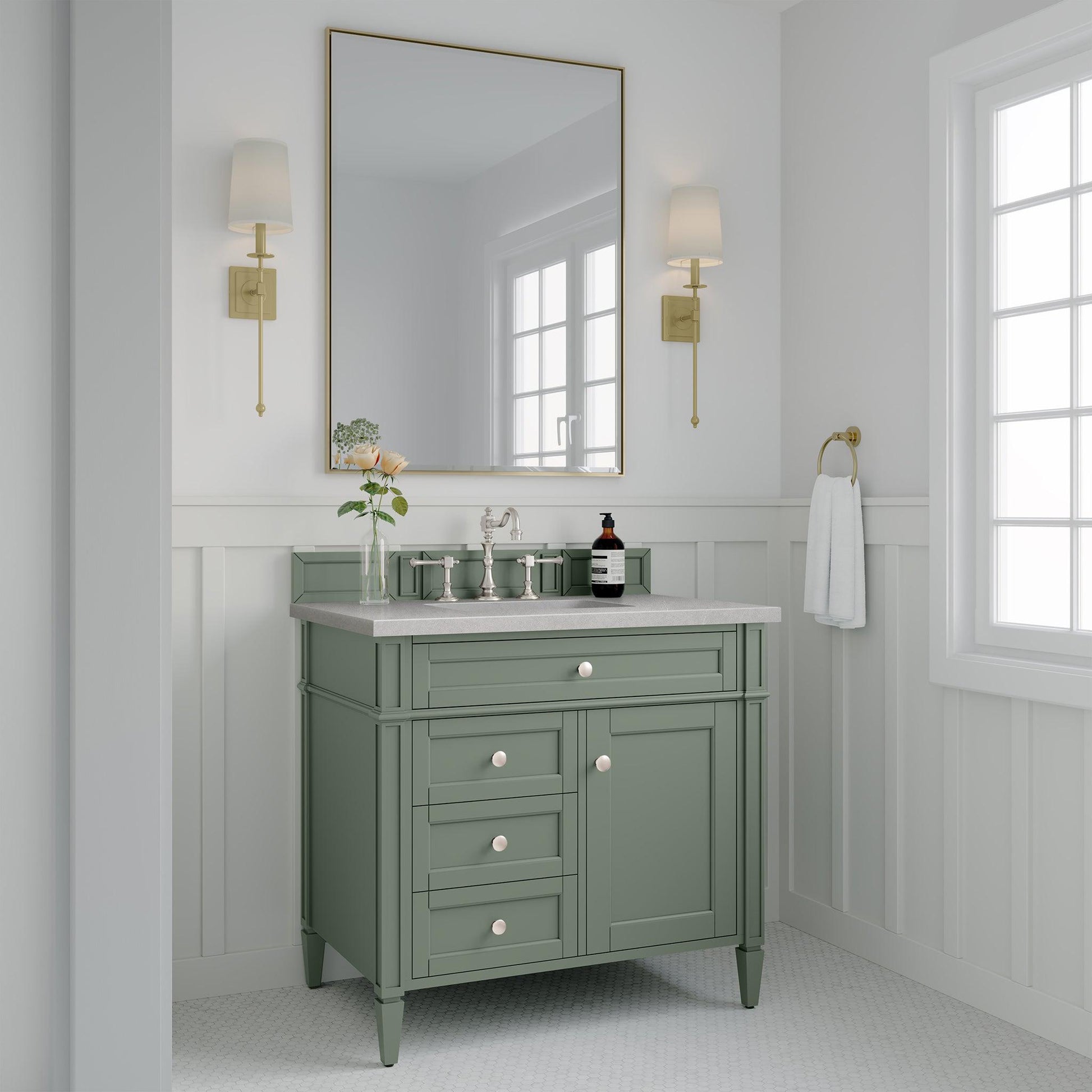 James Martin Vanities Brittany 36" Smokey Celadon Single Vanity With 3cm Eternal Serena Top