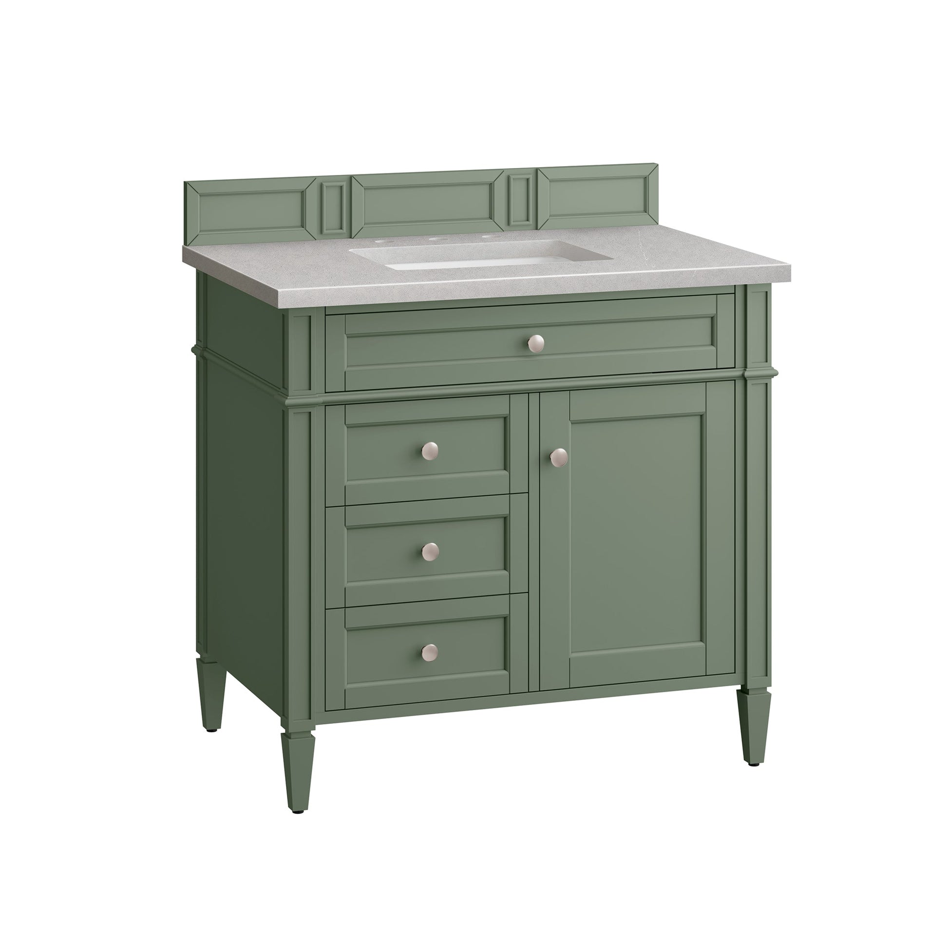 James Martin Vanities Brittany 36" Smokey Celadon Single Vanity With 3cm Eternal Serena Top