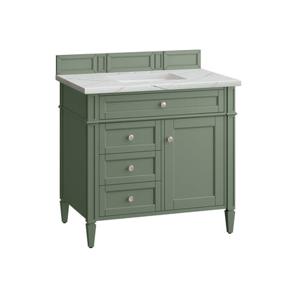 James Martin Vanities Brittany 36" Smokey Celadon Single Vanity With 3cm Ethereal Noctis Top