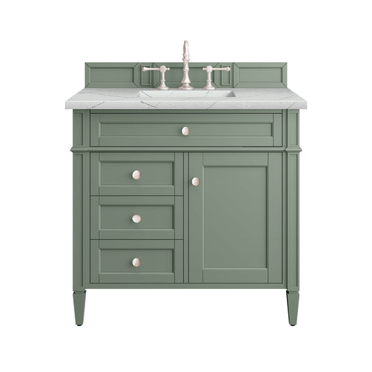 James Martin Vanities Brittany 36" Smokey Celadon Single Vanity With 3cm Ethereal Noctis Top