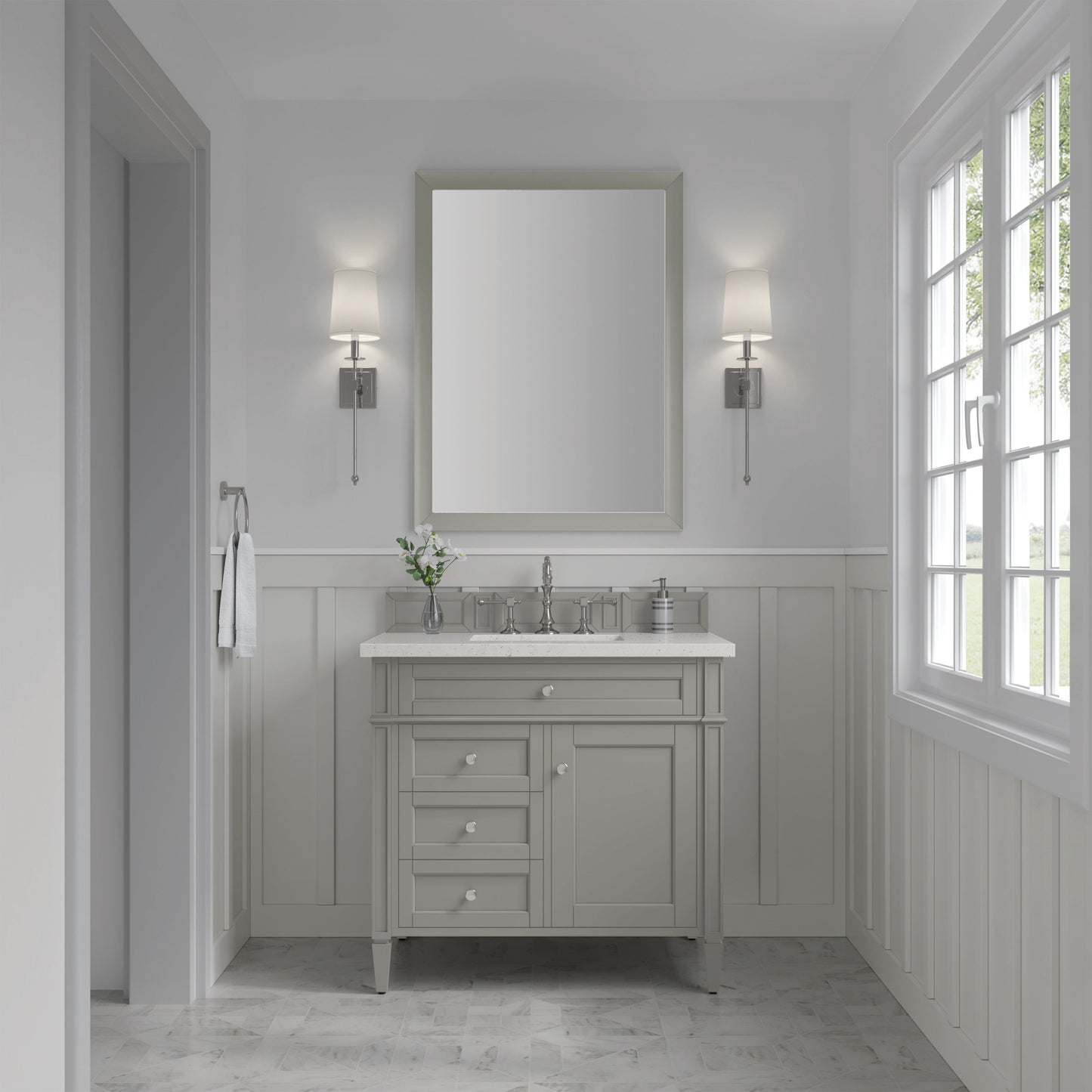 James Martin Vanities Brittany 36" Urban Gray Single Vanity With 3 cm Lime Delight Quartz Top