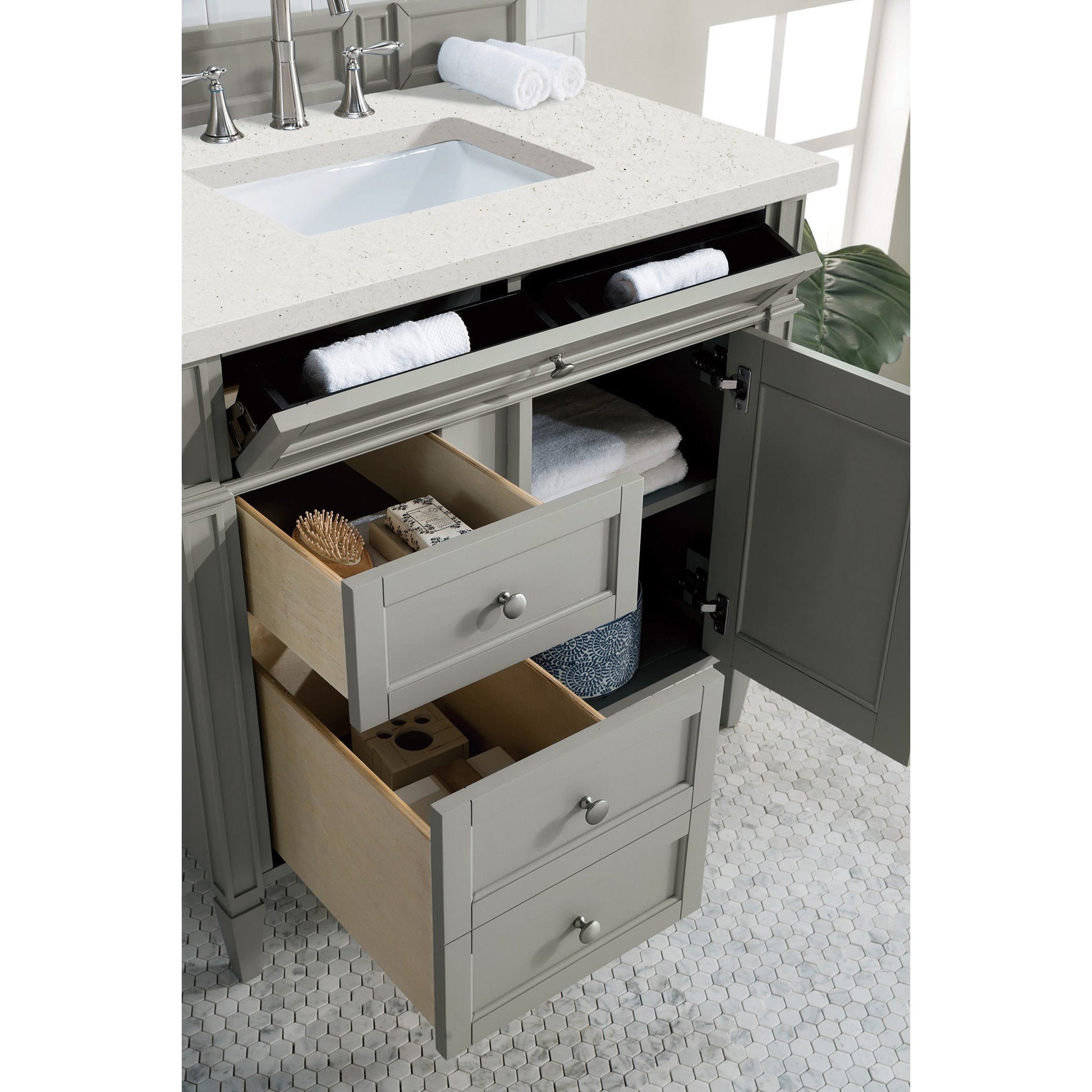 James Martin Vanities Brittany 36" Urban Gray Single Vanity With 3 cm Lime Delight Quartz Top