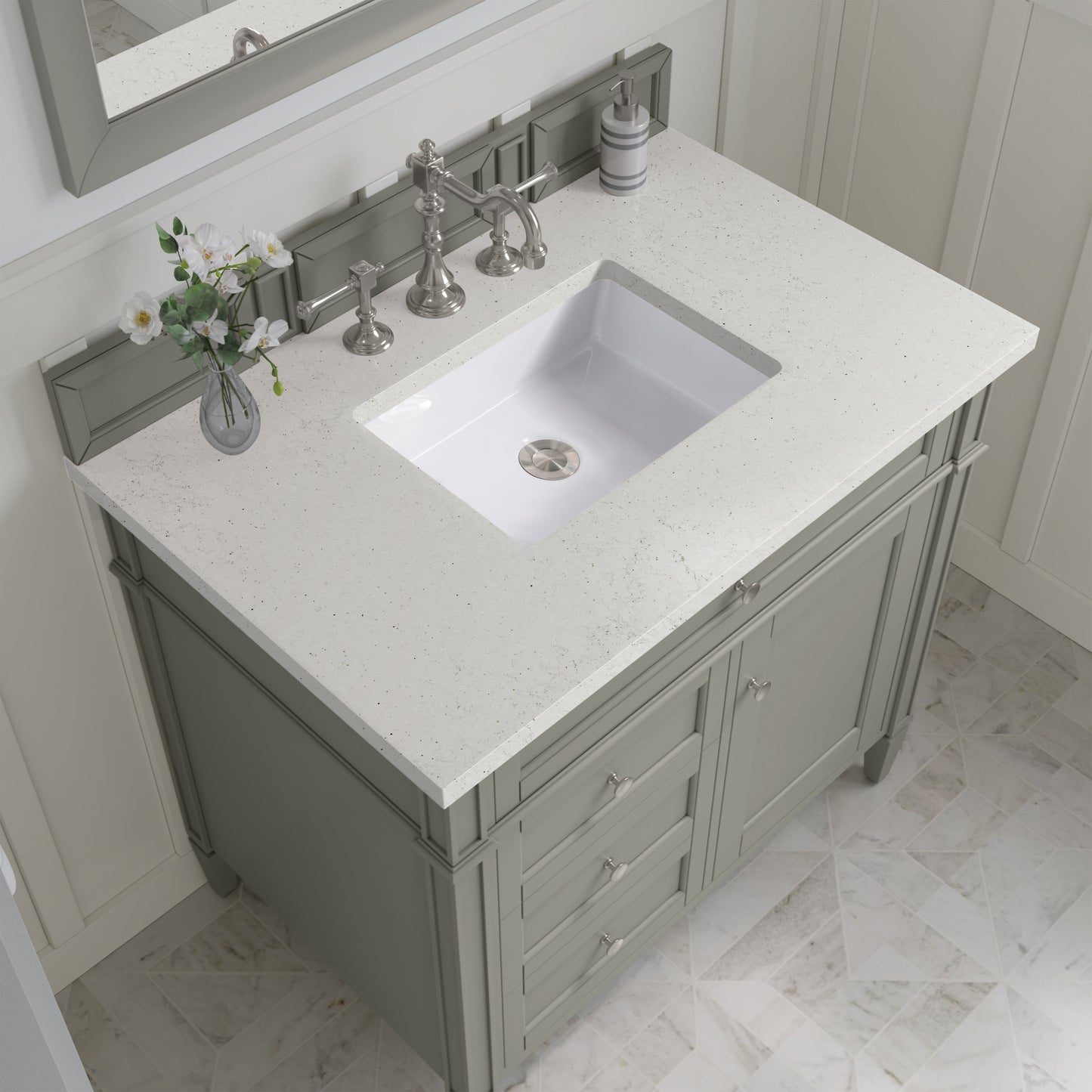 James Martin Vanities Brittany 36" Urban Gray Single Vanity With 3 cm Lime Delight Quartz Top