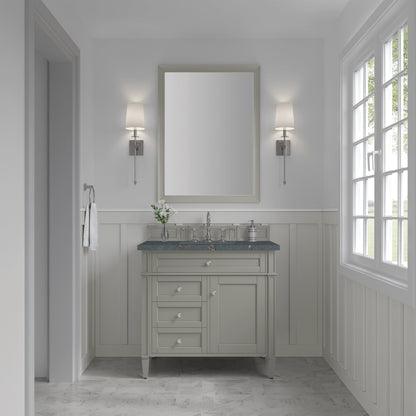 James Martin Vanities Brittany 36" Urban Gray Single Vanity With 3 cm Parisien Bleu Quartz Top